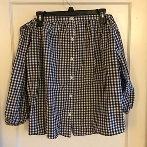 Ots navy gingham buttonup 3/4 sleeve XL worn twice